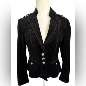 White House Black Market Black Velvet Blazer Jacket W’s 6 Fitted Button Front